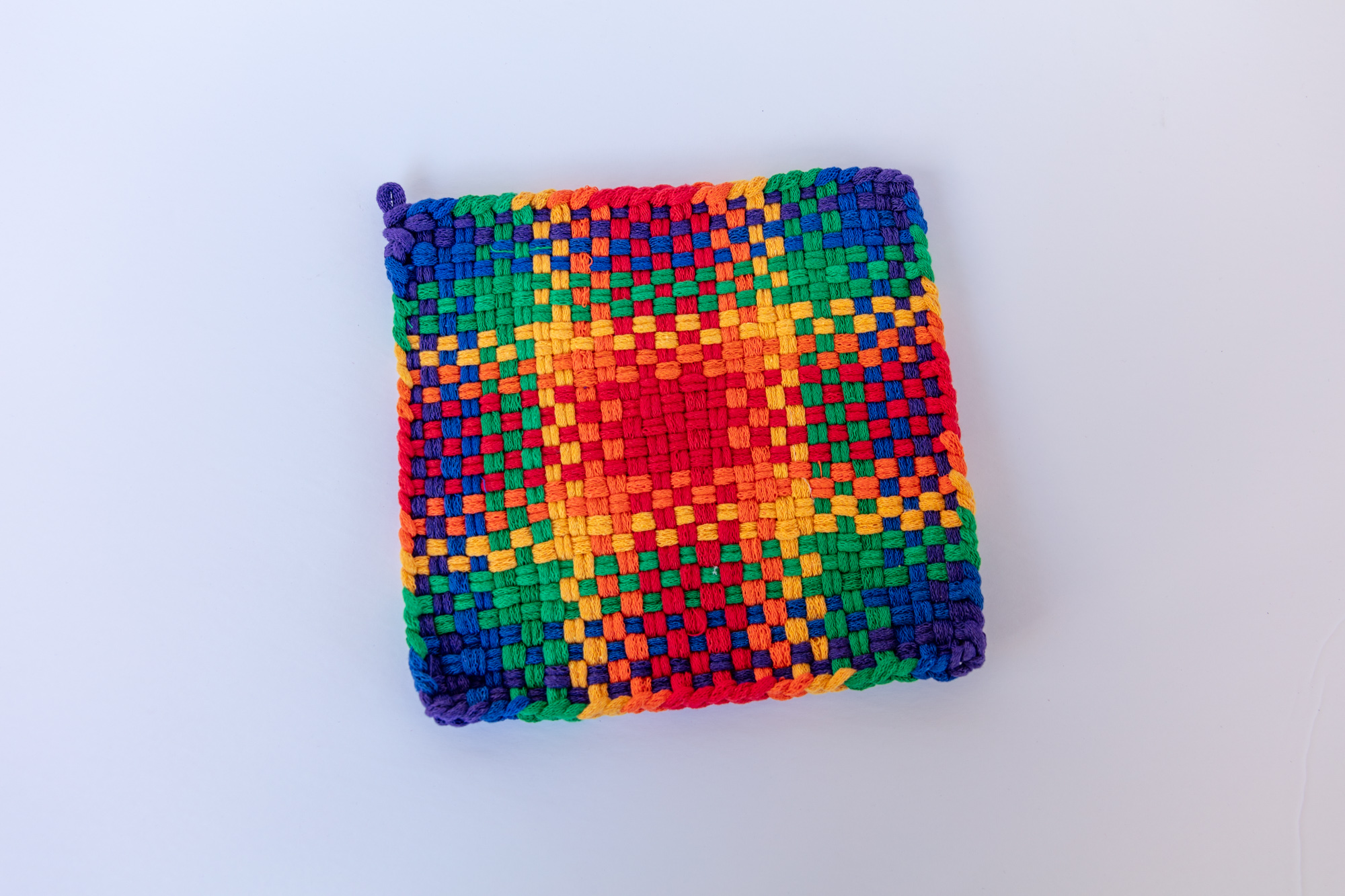 Handmade rainbow potholder